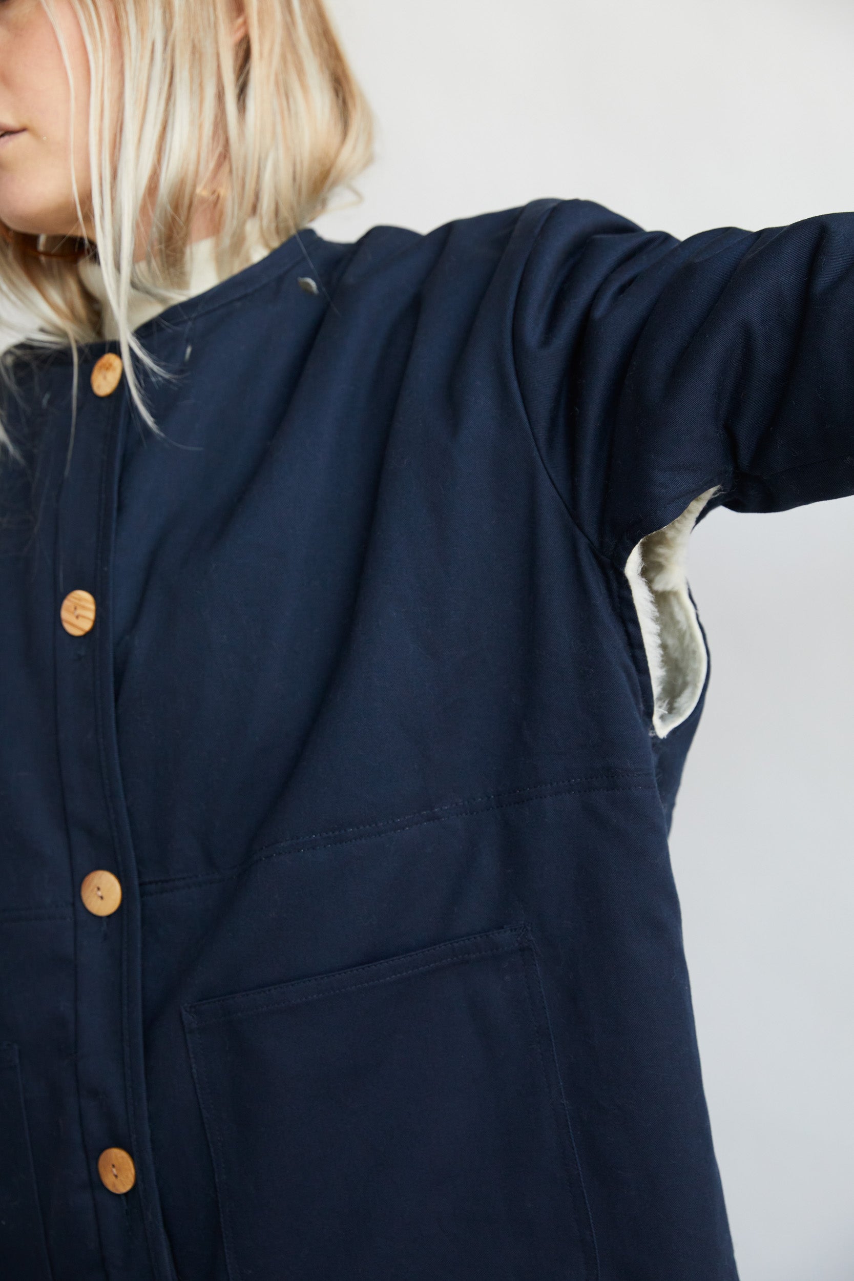 Unisex Reversible Wool Fleece Jacket - Natural/Navy – Driftless Goods