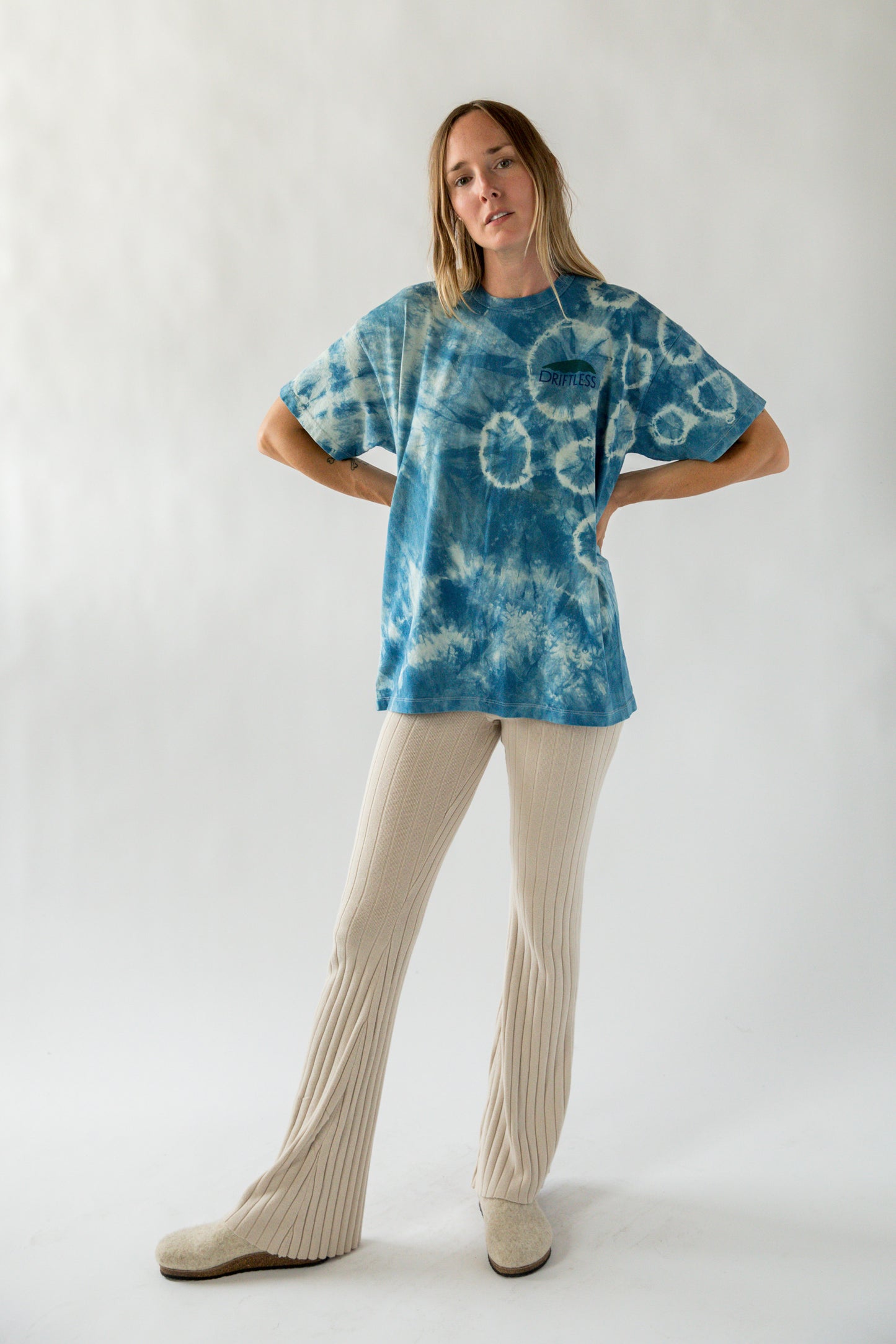 Indigo Shibori Tie Dyed Driftless Tee Shirt