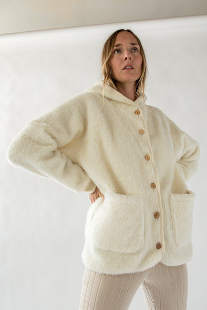 Merino Wool Fleece Unisex Hoodie - Natural/Natural