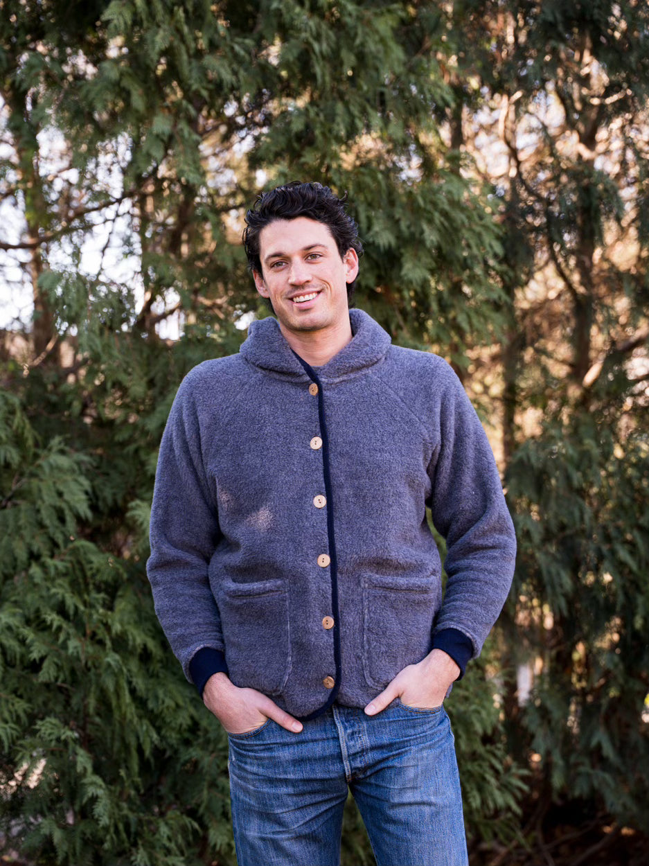 Merino Wool Fleece Unisex Hoodie - Denim/Navy